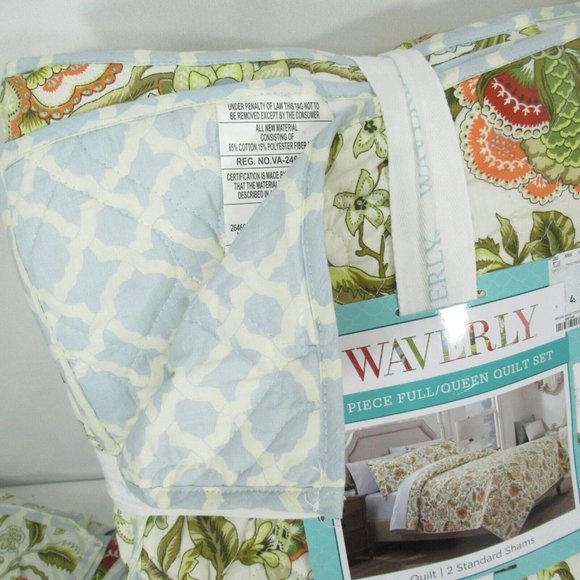 Waverly Quilt Set Imperial Dress Jacobean Floral Blanket Coverlet 2 Pillow Shams - Picture 4 of 10